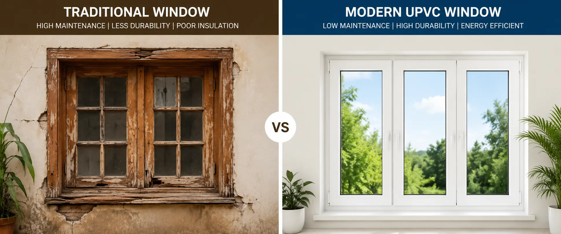 Comparison between traditional windows and modern UPVC windows in Coimbatore